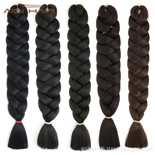 Aisi Hair Top Quality 82 Inch 165g Braid Hair Low Temperature Flame Retardant Fiber Braiding Hair Extension For Black Women